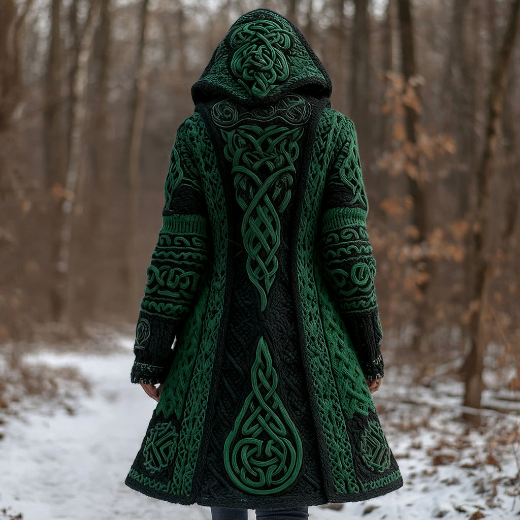 Long Loose-fitting Hooded Coat With A 3D Digital Print